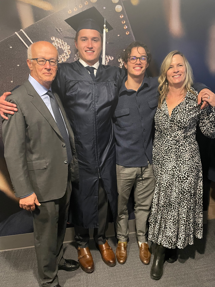 Tom Aiello, Jack Aiello  ’22 MIS, Nick  Aiello, and  KC McClure ’87 Acctg at Jack’s Penn State Smeal  graduation.